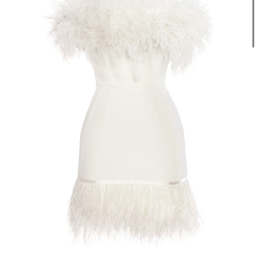 Bronx and Banco Lola Blanc Feathered Mini Dress - Saks White Feather Mini Dress